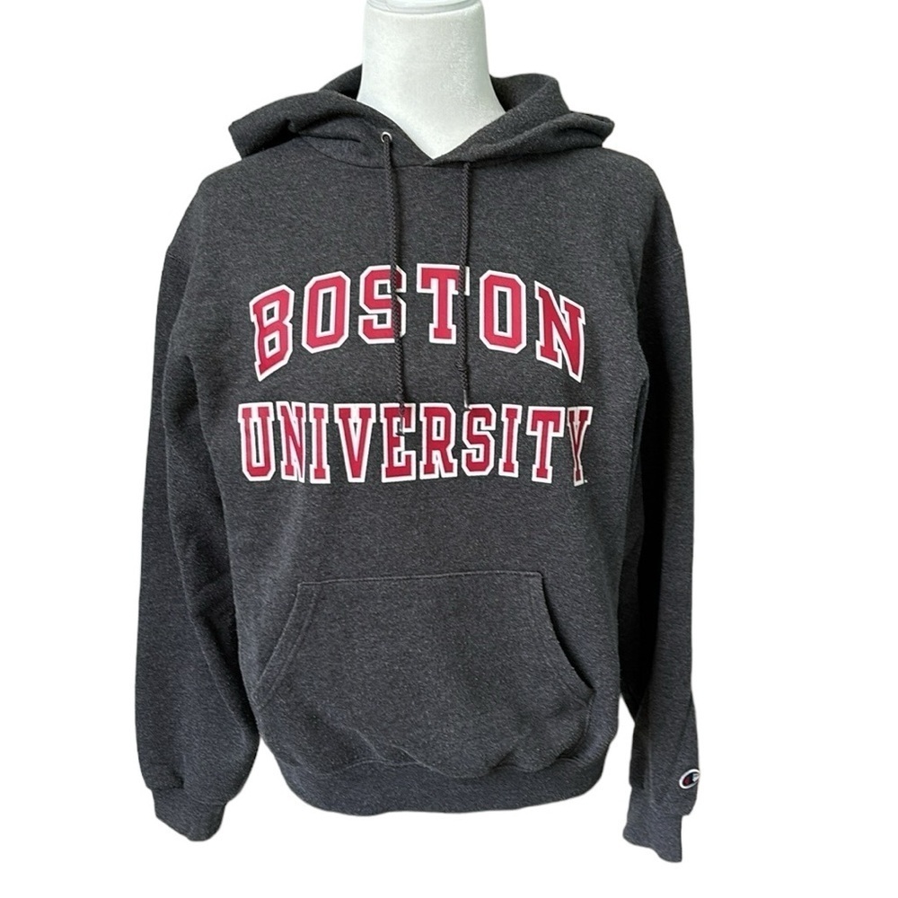 Boston University Champion Gray Hoodie Sweatshirt Size Small Unisex